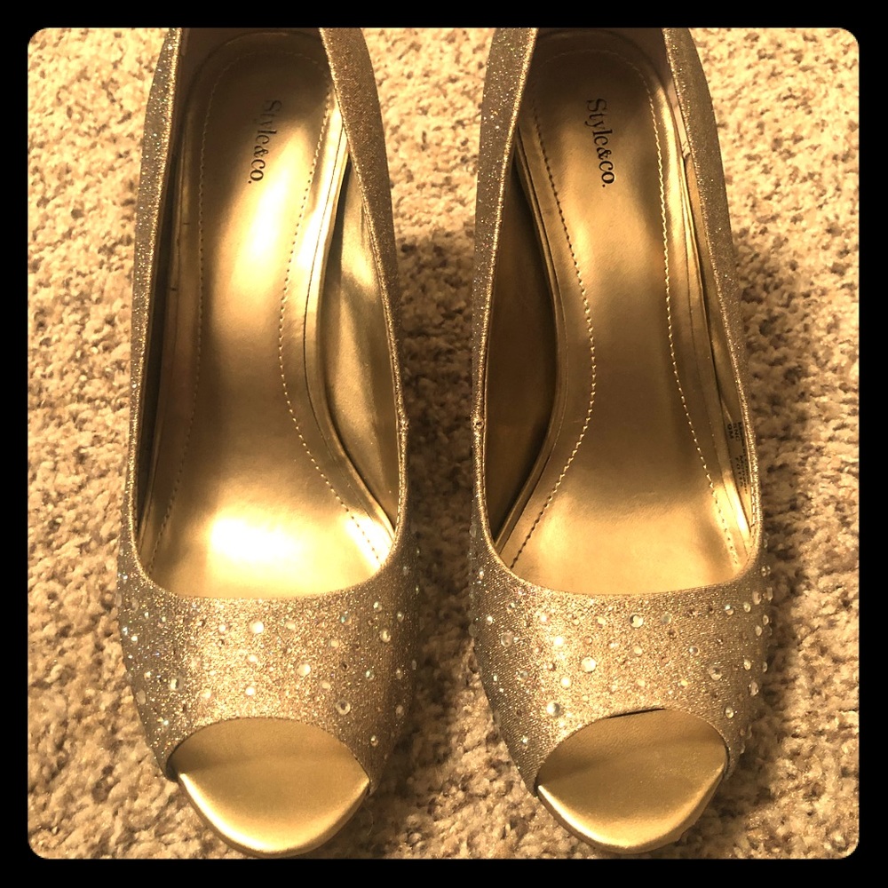 Suede Gold heels